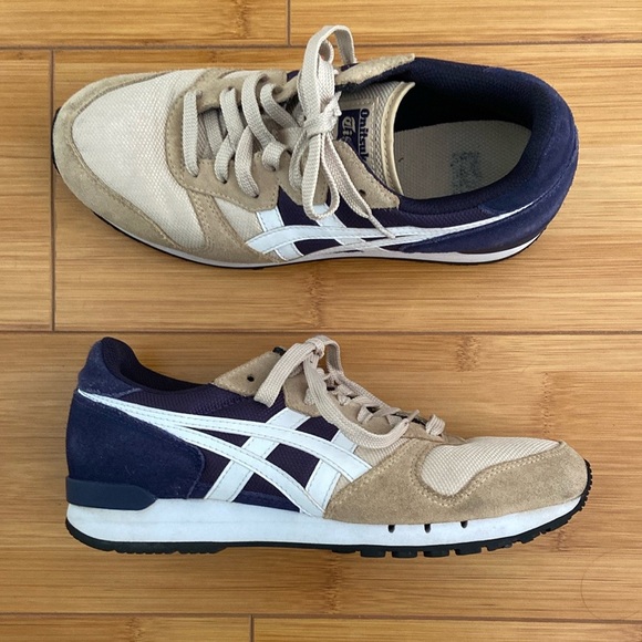 Onitsuka Tiger By ASICS Alvarado Sneakers Suede Mesh Tan Blue Unisex M 8 / W 9.5 - Picture 16 of 17